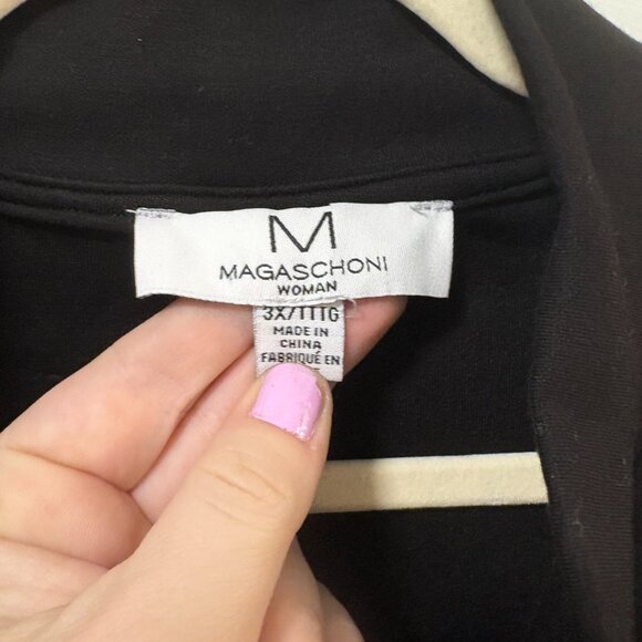 MAGASCHONI 1/4 Zip Sweatshirt Black Plus Size 3X Modal Sweater Collar Soft Cozy - Picture 4 of 12